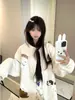 Jaqueta Bordada com Toalha de Filhote Estilo Americano para Mulheres 2026 Nova Jaqueta Cardigan Casual Versátil Solta Outono e Inverno Gola Baseball