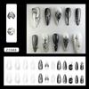 Ojo de Gato Negro Estéreo Europeo y Americano Metal Líquido Nicho Oscuro Estilo Ins Europeo y Americano Piezas de Uñas Removibles 24 Piezas