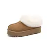 Botas de Nieve Sangpo para Mujer Tartán Piel Sintética de Una Pieza Boca Baja Algodón de Nieve Lana Plana Forradas Calientes Zapatos de Algodón para Invierno