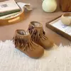 Botas Cortas Retro con Borlas Nuevas de Invierno para Niñas Estilo Coreano Botas Martin con Correa de Hebilla Mate para Niños Botas de Cuero de Princesa