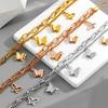 Pulsera Europea y Americana de Acero de Titanio con Doble Capa Chapada en Oro de 18K para Mujer con Diseño Nicho, Pulsera con Colgante de Mariposa de Estilo Hip-Hop Moderno y Personalizado