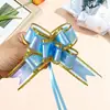 Novo Modelo 30 # Fio Multicor de Tamanho Médio com Laço Bordado a Ouro, Decoração de Flor Puxada à Mão, Filme Arco-Íris para Embrulho de Presente de Natal Flor Puxada.