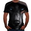 Fornecimento de E-commerce Transfronteiriço Lobo Cinzento Neve Colorido Impressão Digital 3D Verão Camiseta Masculina de Manga Curta com Gola Redonda Top