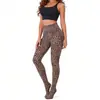 Pantalones de Forro Polar Cortos con Estampado de Leopardo Digital Europeo y Americano Transfronterizos, Leggings Delgados de Primavera y Otoño, Medias No Transparentes, Pantalones Térmicos