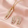 Shein Moda Popular Transfronteriza Joyería Versátil para Mujer de Oriente Medio Set de Collar y Pendientes de Clip de Zirconia de Lujo Ligero