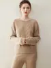 Suéter de Cachemira con Cuello Redondo para Mujer, Suéter Tejido Trenzado de Tres Hilos Engrosado, Top Básico de Lana de Manga Larga Holgado para Otoño e Invierno
