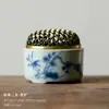 (Oferta especial) Tetera de Estilo Antiguo Tianqing Ru Kiln con Esmalte Craquelado y Tapa de Tres Piezas, Taza Maestra de Cerámica Azul y Blanca Taza de Degustación
