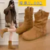 Botas Femininas Retrô com Fivela, Preguiçosas, de Cano Médio, Emagrecedoras, Empilhadas, Novidade Outono 2026, Botas Martin com Solado Grosso, Botas de Cowboy Ocidentais