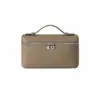 Nova Bolsa Quadrada Pequena de Vinil Bolsa de Maquiagem de Couro Genuíno com Padrão Lichia para Deslocamento e Uso Diário, Bolsa de Mão com Armazenamento em Camadas em Cor Sólida
