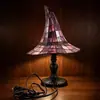 Lámpara de Mesa Sombrero de Bruja Artesanal Tiffany de Halloween Lámpara de Mesita de Noche Patchwork de Vidrio de Colores Retro Adorno de Atmósfera Festiva