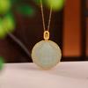 Yilu plata S925 plata esterlina chapado en oro jade de Hetian Jade personalidad retro colgante Amarillo Dios de la Riqueza mantra de seis palabras colgante de plata