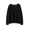 Suéter Feminino Tricô Manga Longa Cashmere de Seda Moro Gola Coração 7 Pontos Fio Único Uma Linha Pronto para Vestir Suéter Pulôver de Cashmere Sem Costura