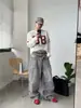 Camiseta de Manga Larga para Hombre Otoño 2026 Capa Base Manga Larga Otoño Estilo Hong Kong Estampada Holgada Moderna Superior