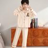 Pijamas Masculinos Primavera & Outono Estilo Coreano Cardigan Conjunto de Duas Peças para Crianças Mais Velhas, Meninas e Adolescentes 2025 Roupas Infantis Novas Roupas de Casa