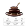 Conjunto de Louça de Cerâmica Vintage de Quatro Peças, Louça de Fazenda Estilo Hunan, Prato de Óleo para Restaurante de Hot Pot, Tigela Tradicional, Tigela e Prato de Jantar