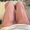 Calça de Dormir Casual de Verão Xadrez Reta Solta para Mulheres, Estilo Simples e Preguiçoso, Nova Calça de Casa, Calça para Caminhar, Pode Ser Usada Fora