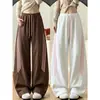 Pantalones casuales de pierna ancha con tres rayas otoñales, versátiles y de corte relajado, de cintura alta, con rayas de bloques de color, pantalones deportivos para mujer