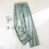Jeans Denim Tencel Retrô Nostálgico 2026 para Mulheres, Calças de Seda Gelada Finas de Verão, Cintura Alta, Caimento Solto, Perna Larga, Dropshipping