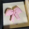 Pinza para el pelo de lazo de algodón a cuadros estilo coreano, Lindo y dulce lazo de tela 3D con pinza de cocodrilo, Versátil