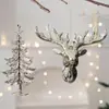Ciervo de Navidad Pequeños Adornos Colgantes de Copo de Nieve Navideño Oro Plata Exquisitos Cascabeles de Ciervo Hojas de Arce Venta al por Mayor
