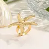 Anillo de Estrella de Mar Exagerado Más Vendido en Europa y América, Serie Océano Playa, Estilo Vacacional, Anillo Ajustable de Estrella de Mar Personalizado y Versátil