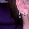 Pendientes de Aro Versátiles con Colgante de Gota de Agua Tachonados de Diamantes Brillantes de Nuevo Estilo para Doble Perforación, Pendientes Exquisitos, Pendientes de Clip Exquisitos, Pendientes de Lujo para Mujer