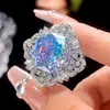 Nuevo Set Huabi Joyería 2025 Base de Cobre Chapado en Oro Color Gradiente Simulada Milenio Elegante Piedra Principal 16-10mm