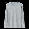 Camiseta de Manga Comprida Masculina Primavera e Outono Cor Sólida tamanho plus size Interna Solta Branca Gola Redonda Top Camisa Camiseta Camada Base Roupas de Outono