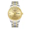 Relógio Masculino Orsga Aço Dourado e Preto Calendário Duplo com Diamantes, Estilo de Negócios Fashionável, Transmissão ao Vivo do Fabricante, Relógio de Pulso a Quartzo Transfronteiriço para Homens
