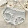 Ropa interior para mujer 10A Bacteriostática con ribete de encaje Calzones de algodón para mujer con entrepierna larga Cintura media Alta elasticidad Tallas grandes