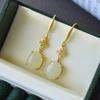 Cobre incrustado Hetian Jade Branco Jade redondo conta gancho de orelha moda Jade Jade brincos de ouro brincos studs fornecimento ao vivo atacado