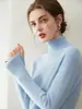 Suéter Delgado 100% Cachemir Otoño e Invierno para Mujer, de Cuello Alto, Moda Casual de Punto, Suéter Base de Cachemir