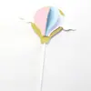 Pastel de Cumpleaños de Globo Aerostático Estéreo Adornos Decorativos Nubes de Malvavisco de Felpa Bandera para Pastel de Mesa de Postres