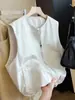Chaleco de trabajo de cuello redondo holgado estilo coreano para mujer, nuevo modelo de otoño, versátil para usar en capas, prenda exterior casual, chaleco moderno