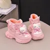 Botas de Neve Kuromi para Meninas Inverno Nova Chegada Mais Veludo Princesa Infantil Grande Algodão Impermeável Antiderrapante Menina do Nordeste Sapatos de Algodão