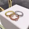 [08] Preço de fábrica atacado joias comércio exterior moda diamante de quatro garras diamante único bola de diamante borda de conta anel três cores