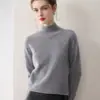 Suéter Básico de Punto 100% Cachemira Pura para Mujer, Manga Larga, Cuello Medio Alto, Corte Holgado, Suave y Cómodo