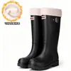 Sapatos Impermeáveis de Moda para Exterior de Cano Alto Espessados, Celebridade da Internet, Sapatos de Chuva com Laço, Botas de Chuva, Sapatos de Borracha Prova de Respingos para Adultos
