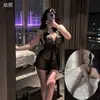 Lingerie sexy transfronteiriça, camisola sexy de alça de borboleta, quente e sedutora, malha transparente, tentação sem costas, conjunto sem remoção