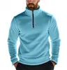 Sudadera de Manga Larga con Cuello Alto y Media Cremallera para Hombre, Estilo Nuevo Otoño e Invierno, Tendencia Transfronteriza, Casual, Color Sólido, Parte Superior de Forro Polar para Hombre