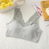Puro Algodão Bonito Sutiã Traseiro Copo de Uma Peça Fixo Pequeno Peito Push-up Strapless Sexy Lace Anti-running Light Underwear