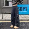 Pantalones Casuales de Seda de Hielo Arrugada Americanos para Hombre Talla Grande Sueltos Tendencia Marca Verano Delgados Transpirables Cargo Pierna Recta