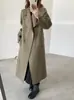 Abrigo de Lana Doble Cara con Cuello Alto y Cinturón Largo para Otoño e Invierno, Simple para Viajes, Lana Lana Cálido Espeso con Cinturón Ropa de Abrigo