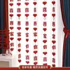 Decoração de Quarto de Casamento com Enfeites Pendentes do Caractere Dupla Felicidade, Cordão Pendente de Coração 3D Dupla Felicidade em Tecido Não Tecido, Arranjo de Cortina para Casamento Festivo