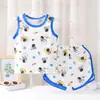 2025 Novo Conjunto de Colete de Algodão Puro para Crianças Pijamas de Shorts de Verão para Meninas Roupas Infantis Estilo Coreano para Meninos Sem Mangas