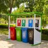 Quiosco de Clasificación de Basura al Aire Libre, Punto de Recolección y Entrega de Saneamiento, Cobertizo de Estilo Antiguo de Cuatro Categorías Municipales para la Calle de la Comunidad