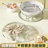 Suporte de panela de aço inoxidável para cozinha doméstica, suporte de armazenamento anti-queimadura, suporte de cozimento a vapor multifuncional, base espessa com isolamento térmico