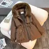 2026 Novo Casaco de Algodão com Enchimento Slim Fit para Inverno Feminino Jaqueta de Algodão Versátil com Forro de Fleece e Pele Integrada