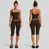 Conjunto de yoga transfronterizo con color contrastante, hermoso top deportivo de cuello halter en la espalda, conjunto de pantalones de yoga y fitness Pilates de secado rápido de cintura baja