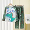 Ropa de Casa Transfronteriza para Bebés y Niños Niños y Niñas Pijama de Manga Larga Delgado Tailandés Grande Infantil Dibujos Animados Traje de Aire Acondicionado Conjunto
